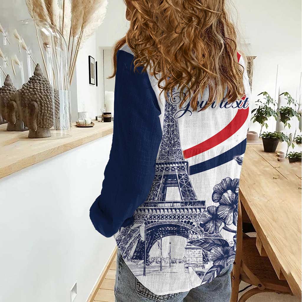 Custom France Women Rugby Women Casual Shirt Summer Flowers 2024 - Wonder Print Shop