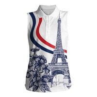 Custom France Women Rugby Women Sleeveless Polo Shirt Summer Flowers 2024 - Wonder Print Shop