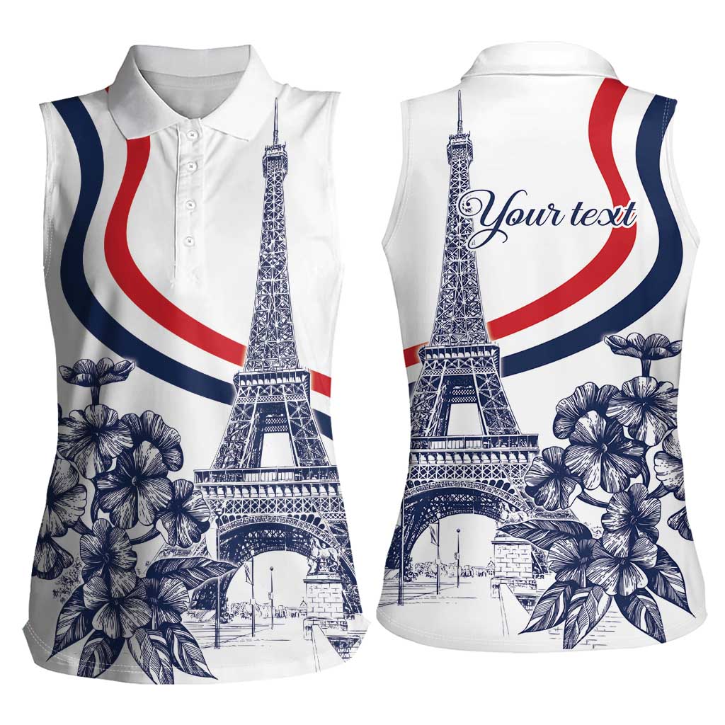 Custom France Women Rugby Women Sleeveless Polo Shirt Summer Flowers 2024 - Wonder Print Shop