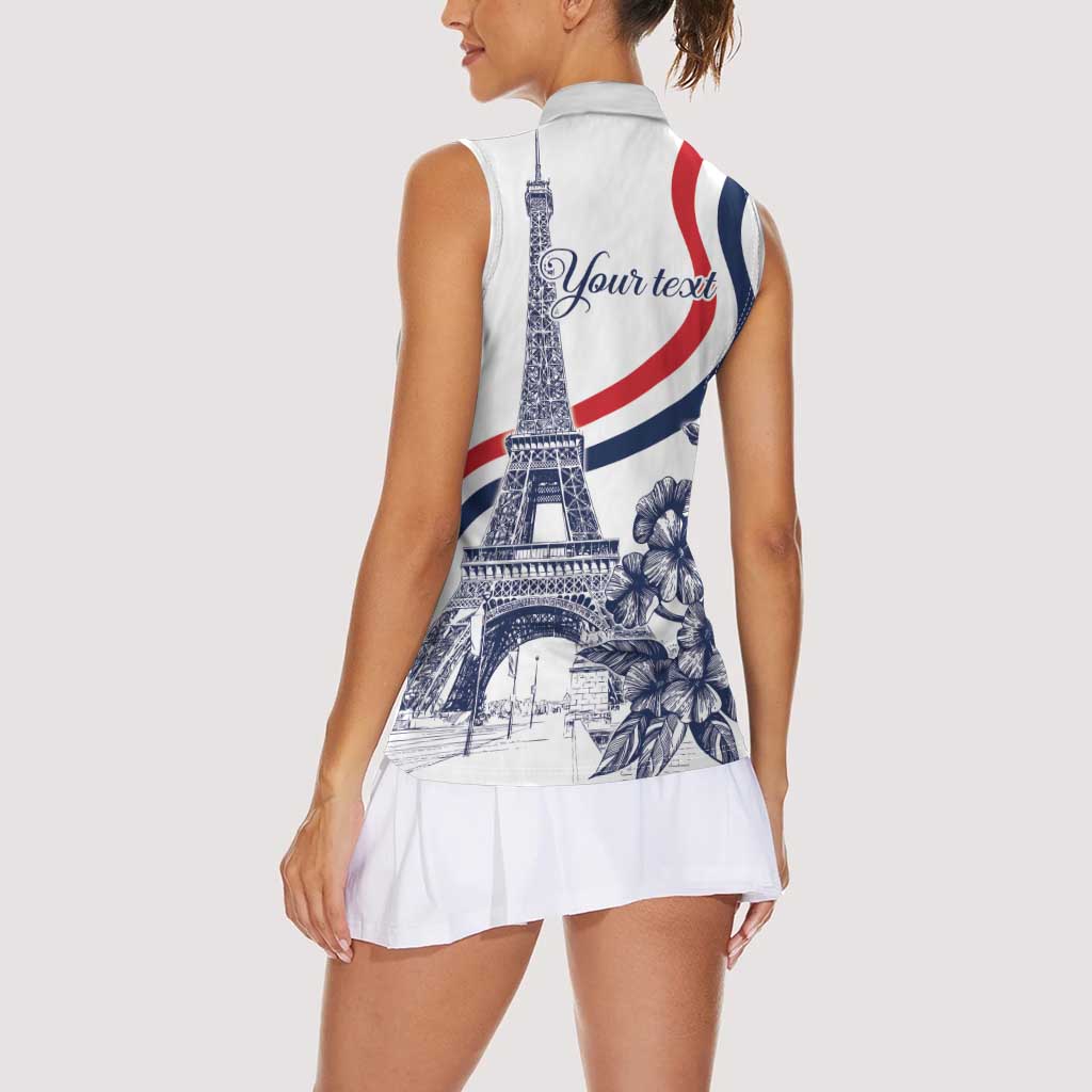 Custom France Women Rugby Women Sleeveless Polo Shirt Summer Flowers 2024 - Wonder Print Shop