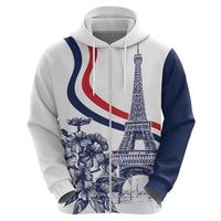 Custom France Women Rugby Zip Hoodie Summer Flowers 2024 - Wonder Print Shop