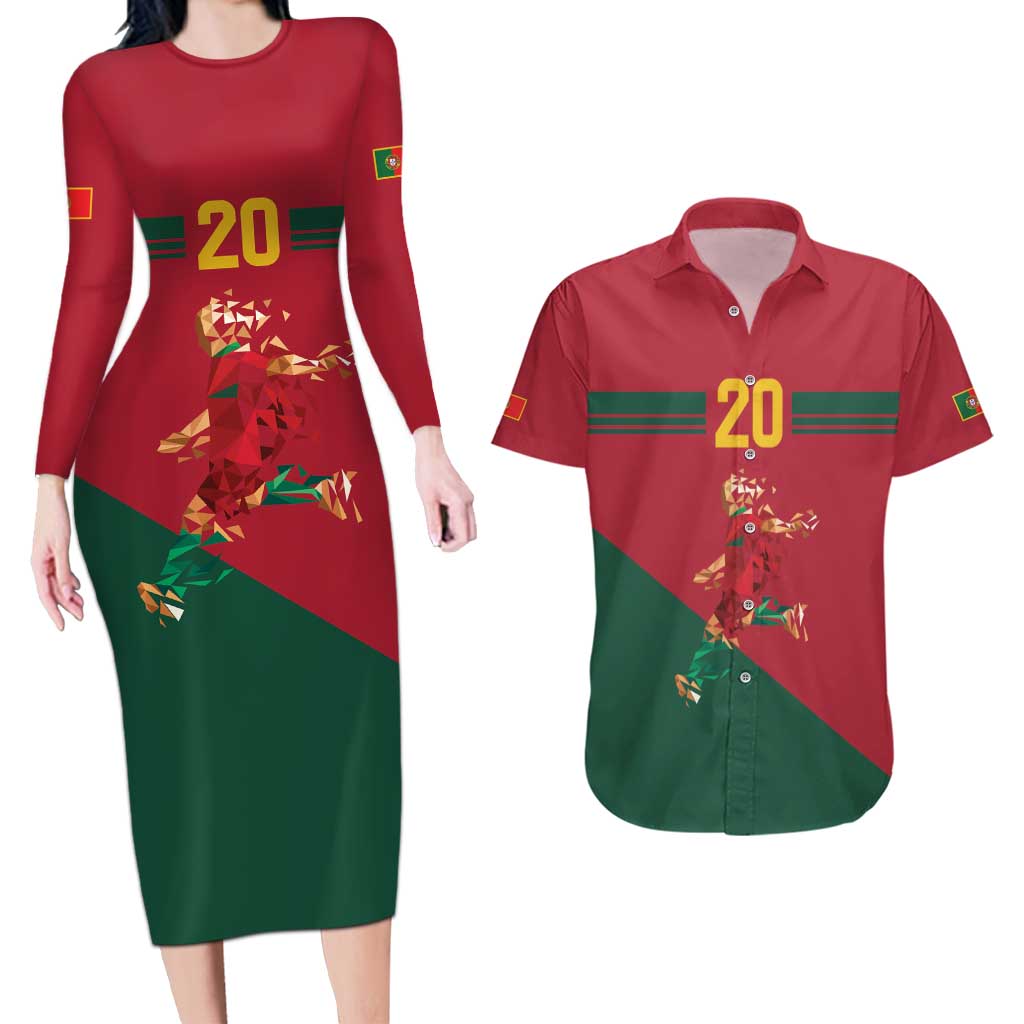 Portuguese Footballer Memorial Couples Matching Long Sleeve Bodycon Dress and Hawaiian Shirt Forever 20 The Heart Still Beats - Wonder Print Shop