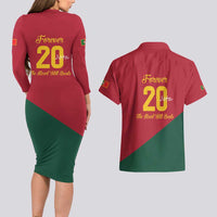 Portuguese Footballer Memorial Couples Matching Long Sleeve Bodycon Dress and Hawaiian Shirt Forever 20 The Heart Still Beats - Wonder Print Shop