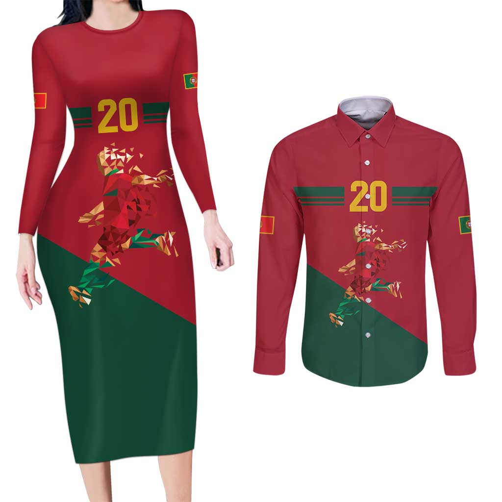 Portuguese Footballer Memorial Couples Matching Long Sleeve Bodycon Dress and Long Sleeve Button Shirt Forever 20 The Heart Still Beats - Wonder Print Shop