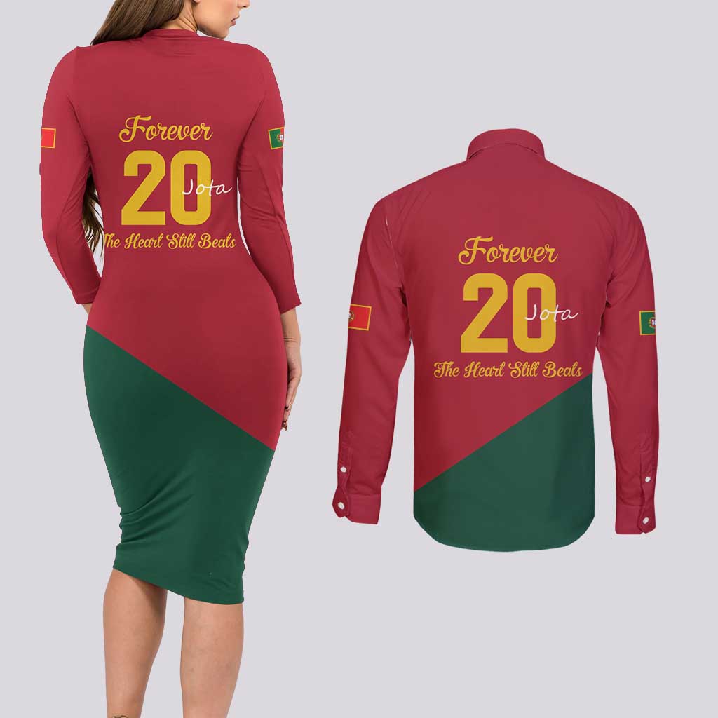 Portuguese Footballer Memorial Couples Matching Long Sleeve Bodycon Dress and Long Sleeve Button Shirt Forever 20 The Heart Still Beats - Wonder Print Shop