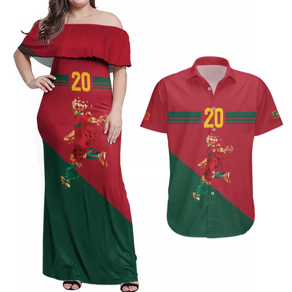 Portuguese Footballer Memorial Couples Matching Off Shoulder Maxi Dress and Hawaiian Shirt Forever 20 The Heart Still Beats - Wonder Print Shop