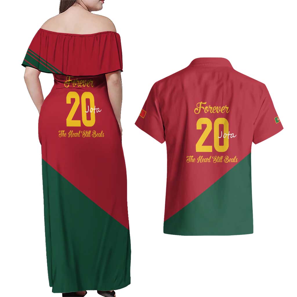 Portuguese Footballer Memorial Couples Matching Off Shoulder Maxi Dress and Hawaiian Shirt Forever 20 The Heart Still Beats - Wonder Print Shop