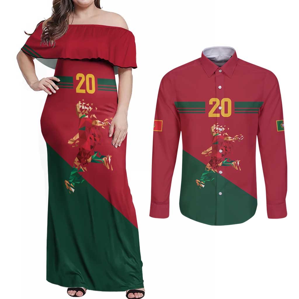 Portuguese Footballer Memorial Couples Matching Off Shoulder Maxi Dress and Long Sleeve Button Shirt Forever 20 The Heart Still Beats - Wonder Print Shop