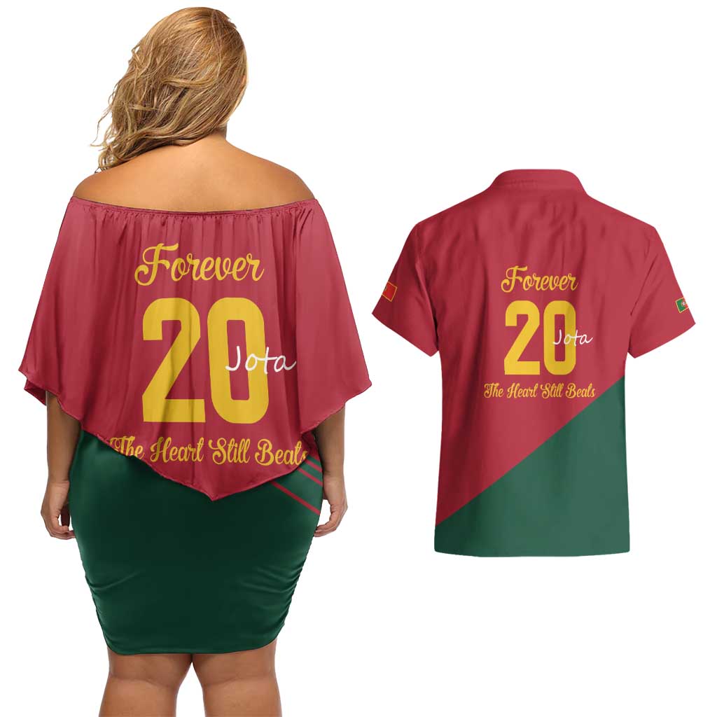 Portuguese Footballer Memorial Couples Matching Off Shoulder Short Dress and Hawaiian Shirt Forever 20 The Heart Still Beats - Wonder Print Shop