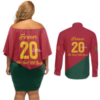 Portuguese Footballer Memorial Couples Matching Off Shoulder Short Dress and Long Sleeve Button Shirt Forever 20 The Heart Still Beats - Wonder Print Shop
