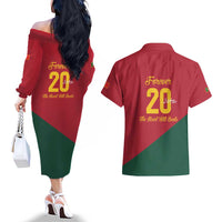 Portuguese Footballer Memorial Couples Matching Off The Shoulder Long Sleeve Dress and Hawaiian Shirt Forever 20 The Heart Still Beats - Wonder Print Shop