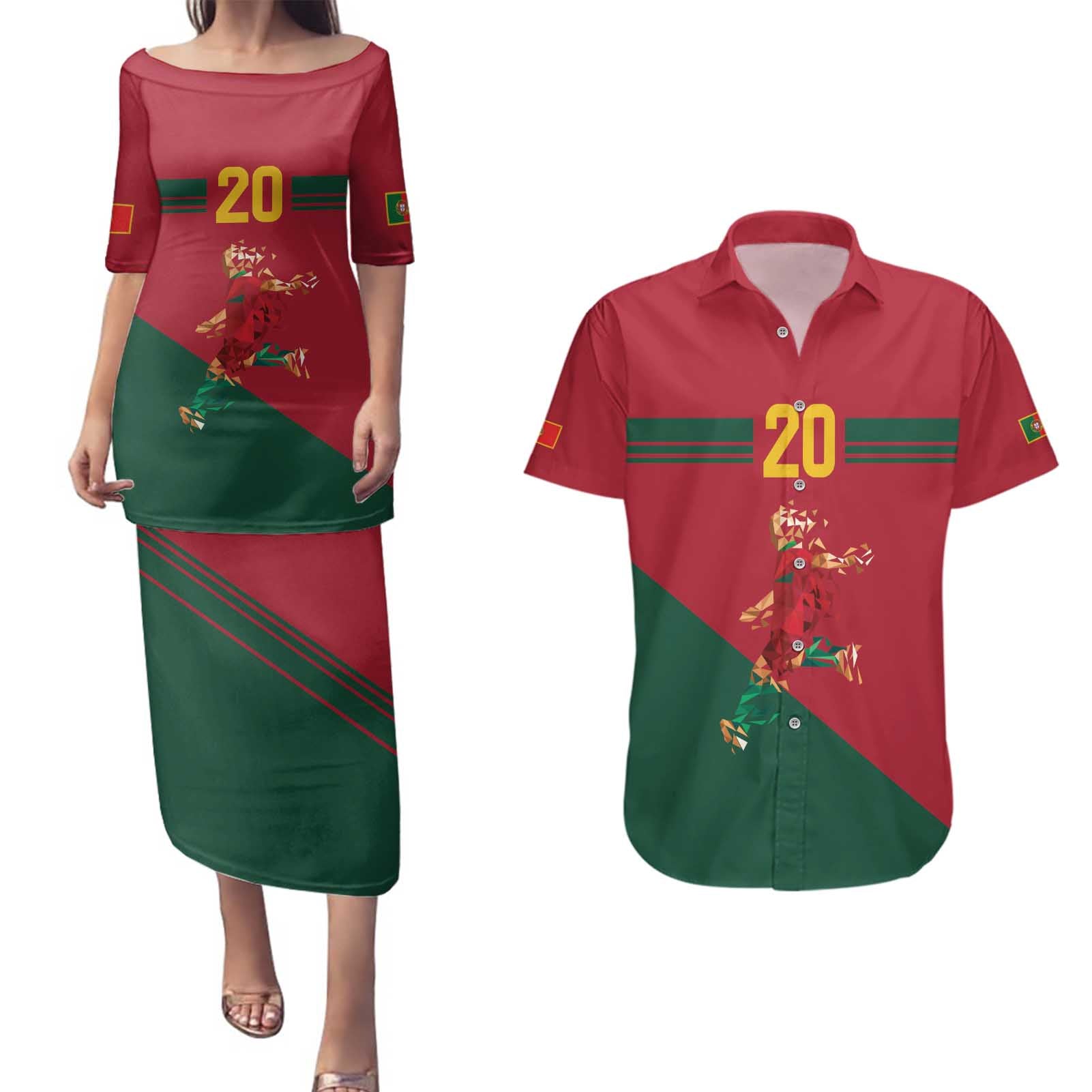 Portuguese Footballer Memorial Couples Matching Puletasi and Hawaiian Shirt Forever 20 The Heart Still Beats - Wonder Print Shop