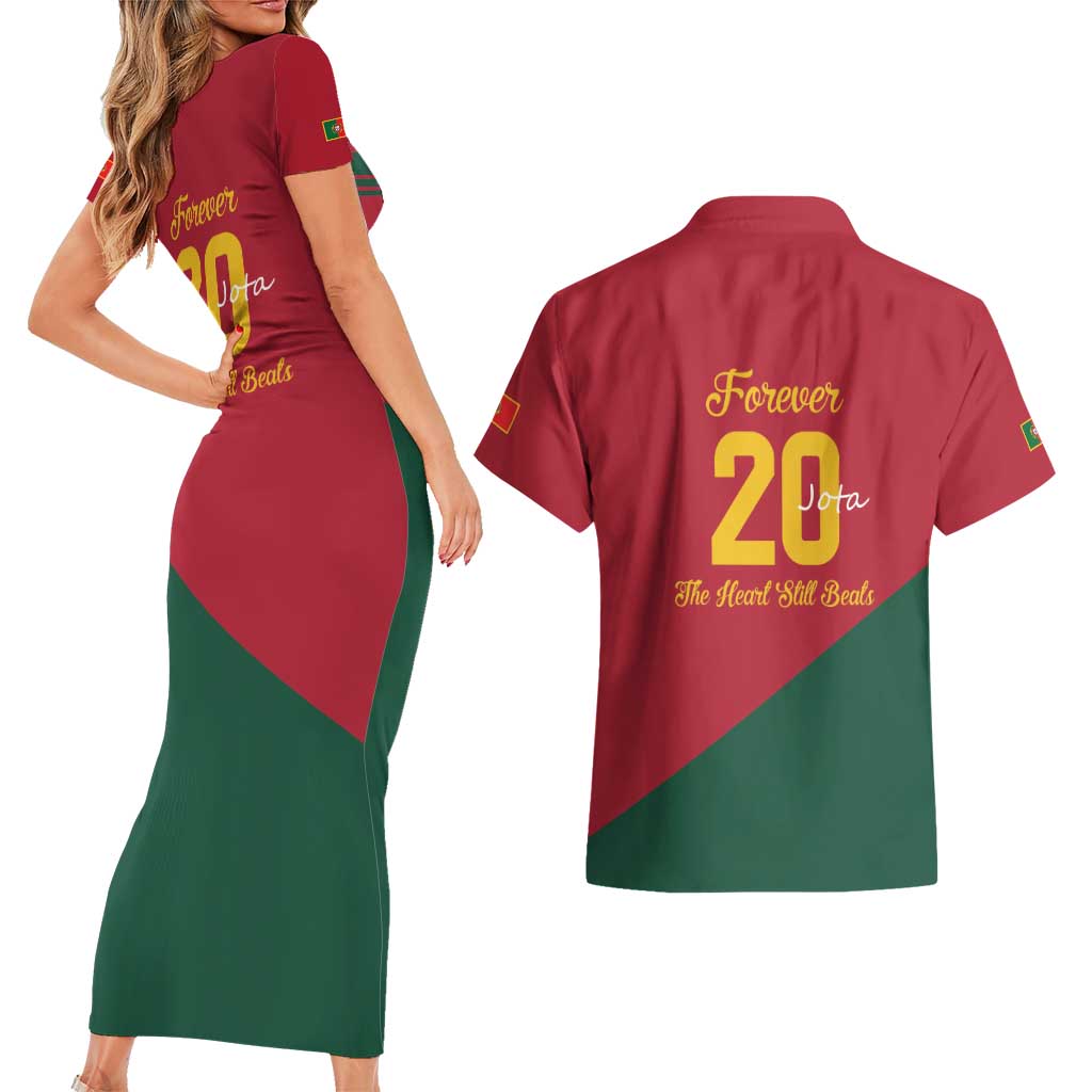 Portuguese Footballer Memorial Couples Matching Short Sleeve Bodycon Dress and Hawaiian Shirt Forever 20 The Heart Still Beats - Wonder Print Shop