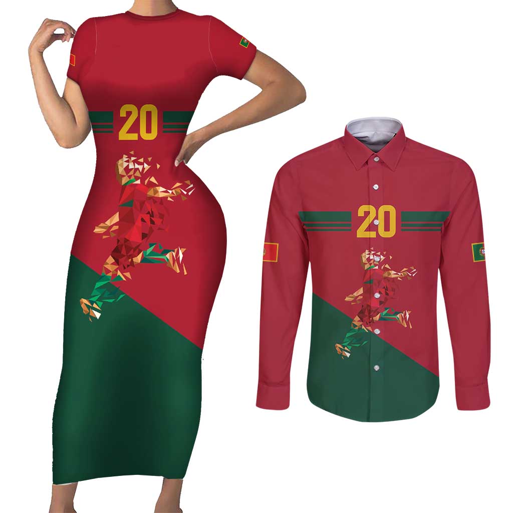 Portuguese Footballer Memorial Couples Matching Short Sleeve Bodycon Dress and Long Sleeve Button Shirt Forever 20 The Heart Still Beats - Wonder Print Shop