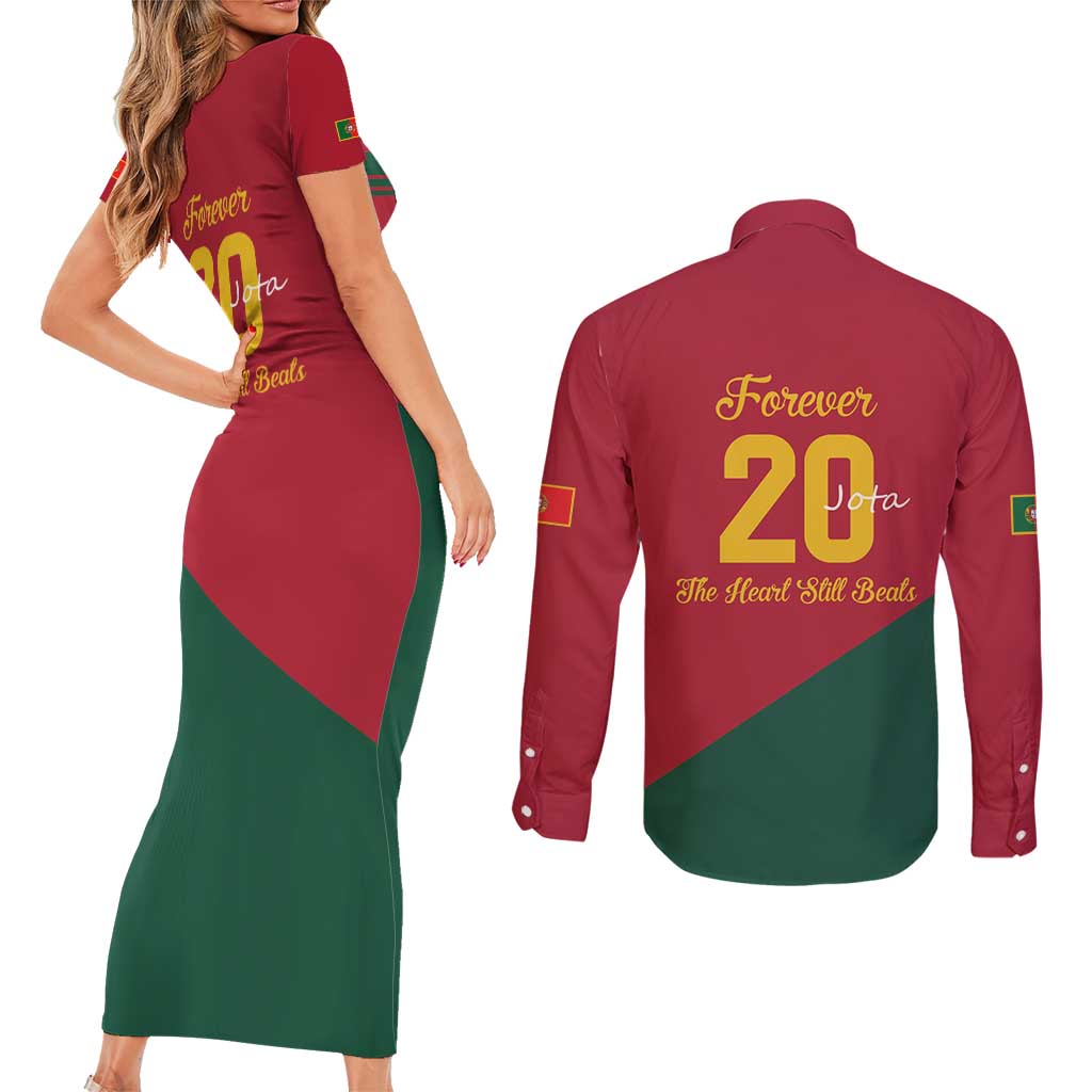 Portuguese Footballer Memorial Couples Matching Short Sleeve Bodycon Dress and Long Sleeve Button Shirt Forever 20 The Heart Still Beats - Wonder Print Shop