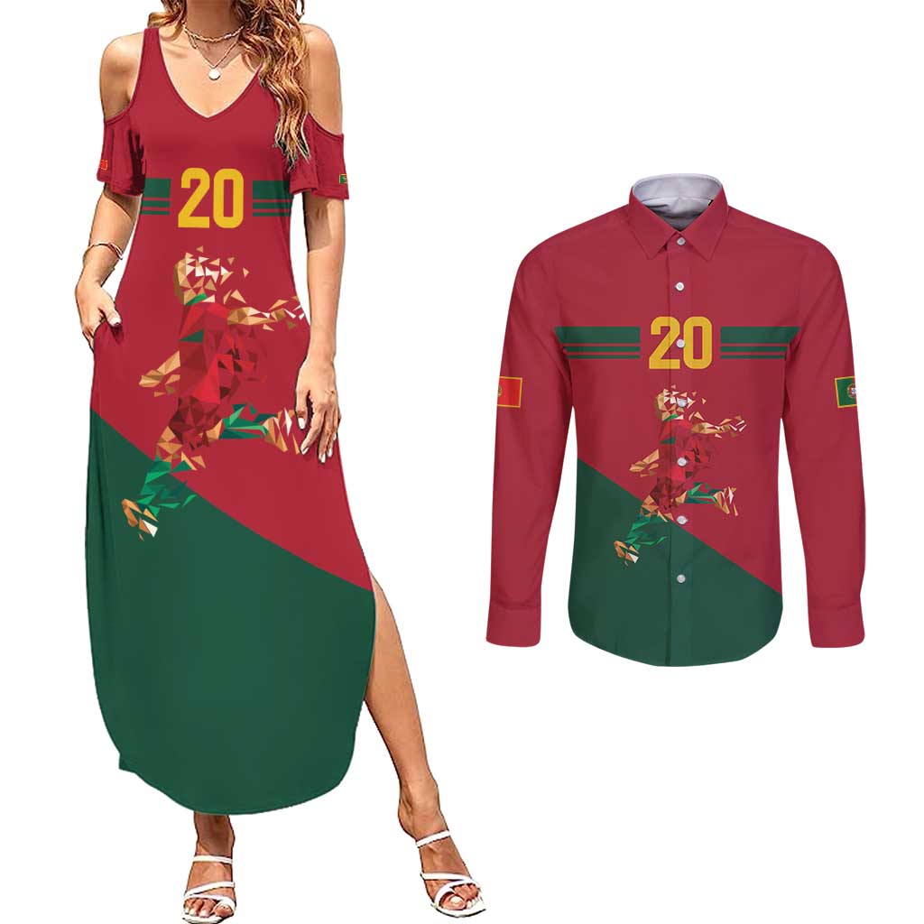 Portuguese Footballer Memorial Couples Matching Summer Maxi Dress and Long Sleeve Button Shirt Forever 20 The Heart Still Beats - Wonder Print Shop