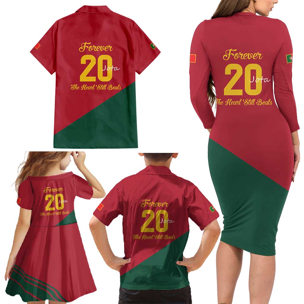 Portuguese Footballer Memorial Family Matching Long Sleeve Bodycon Dress and Hawaiian Shirt Forever 20 The Heart Still Beats - Wonder Print Shop
