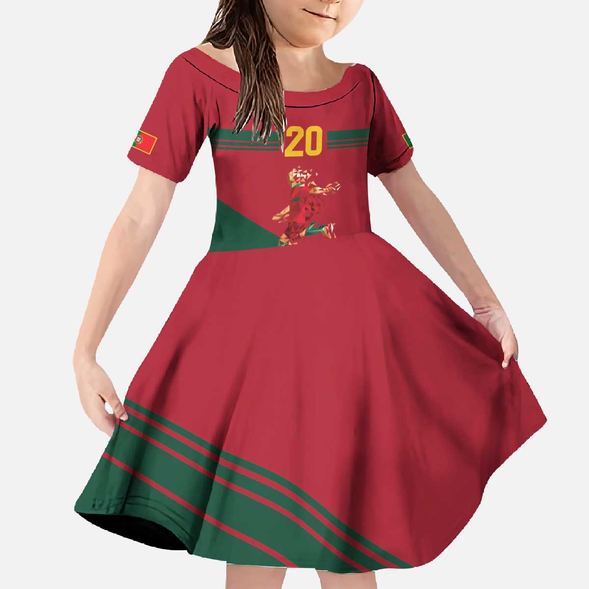 Portuguese Footballer Memorial Family Matching Off The Shoulder Long Sleeve Dress and Hawaiian Shirt Forever 20 The Heart Still Beats - Wonder Print Shop