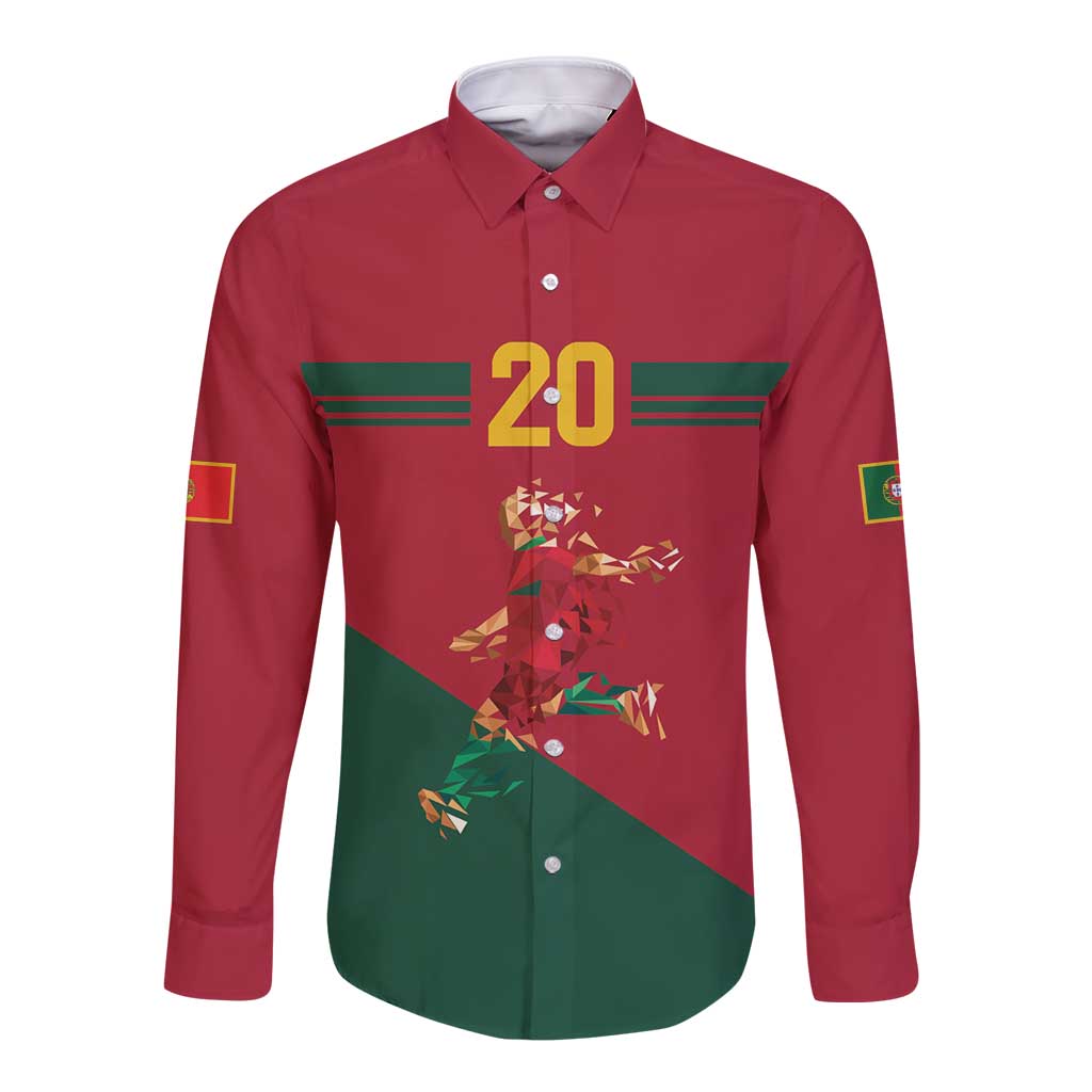 Portuguese Footballer Memorial Long Sleeve Button Shirt Forever 20 The Heart Still Beats - Wonder Print Shop