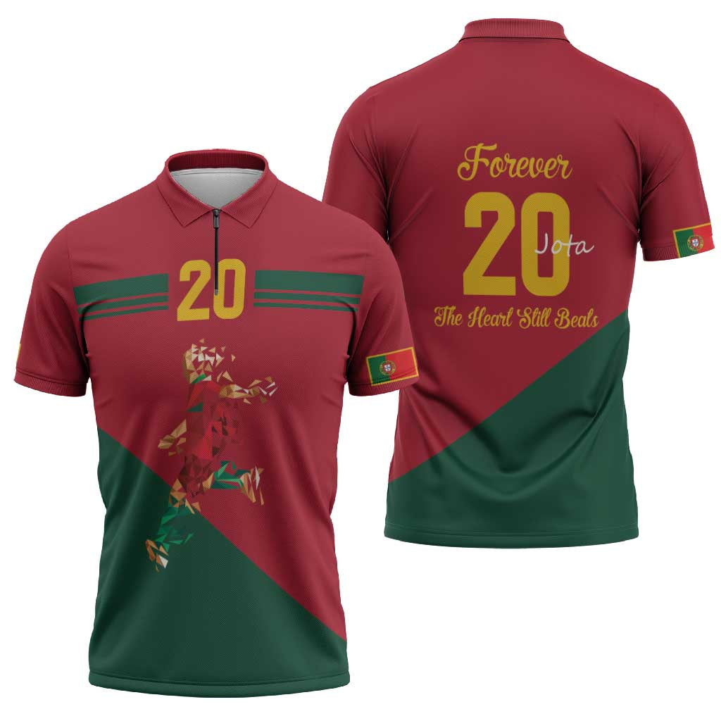 Portuguese Footballer Memorial Zipper Polo Shirt Forever 20 The Heart Still Beats - Wonder Print Shop