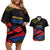 Custom Caribbean Cricket Antigua and Barbuda Couples Matching Off Shoulder Short Dress and Hawaiian Shirt - Wonder Print Shop