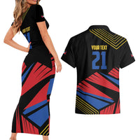 Custom Caribbean Cricket Antigua and Barbuda Couples Matching Short Sleeve Bodycon Dress and Hawaiian Shirt - Wonder Print Shop