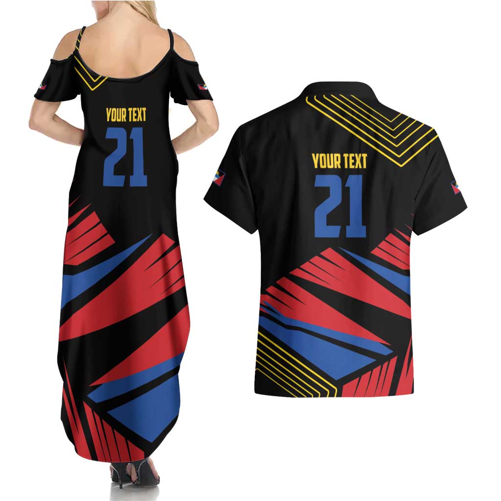 Custom Caribbean Cricket Antigua and Barbuda Couples Matching Summer Maxi Dress and Hawaiian Shirt - Wonder Print Shop
