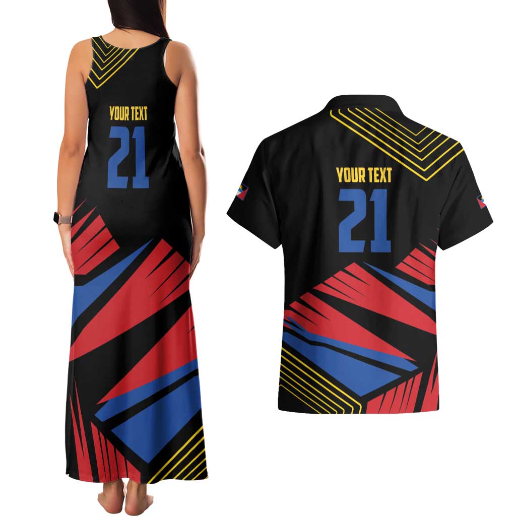 Custom Caribbean Cricket Antigua and Barbuda Couples Matching Tank Maxi Dress and Hawaiian Shirt - Wonder Print Shop