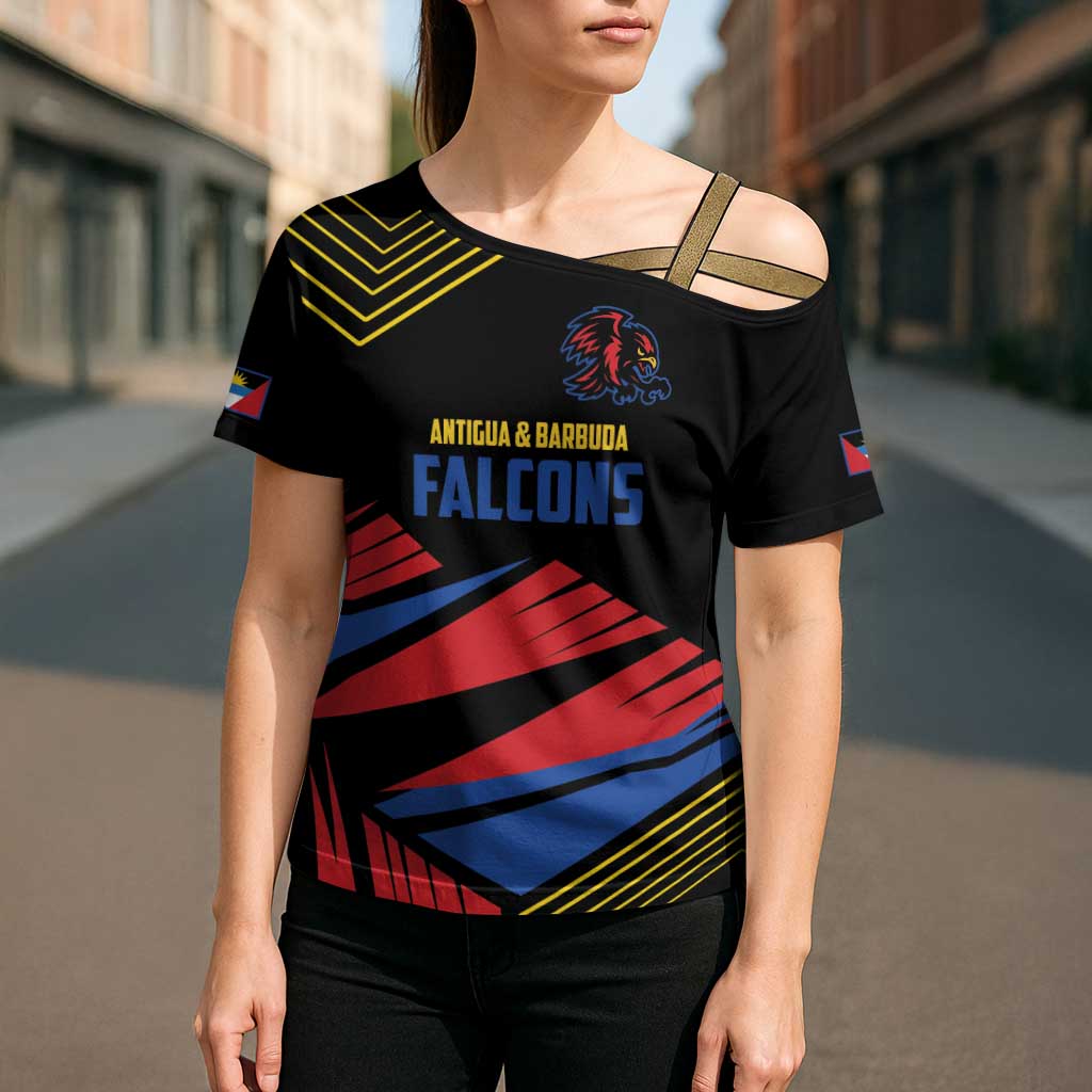 Custom Caribbean Cricket Antigua and Barbuda Cross Shoulder Shirt - Wonder Print Shop