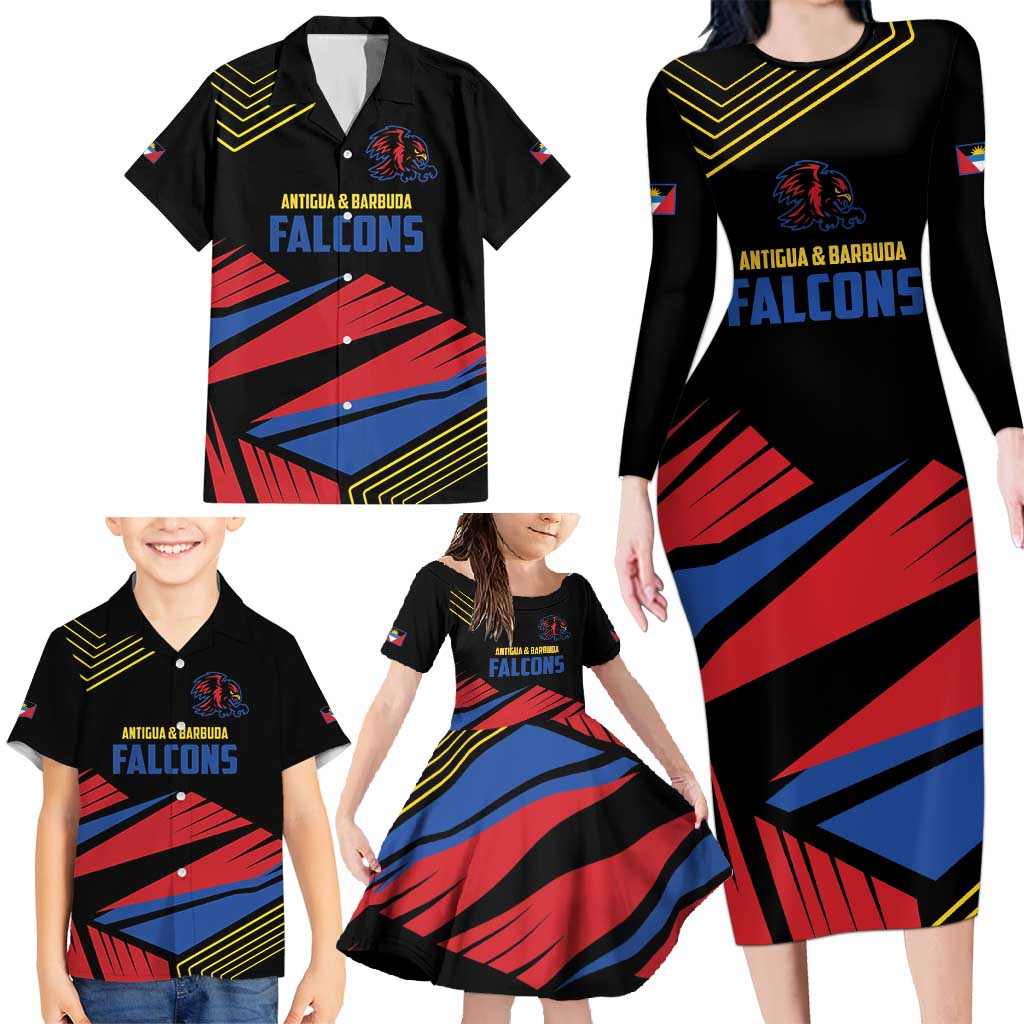 Custom Caribbean Cricket Antigua and Barbuda Family Matching Long Sleeve Bodycon Dress and Hawaiian Shirt - Wonder Print Shop
