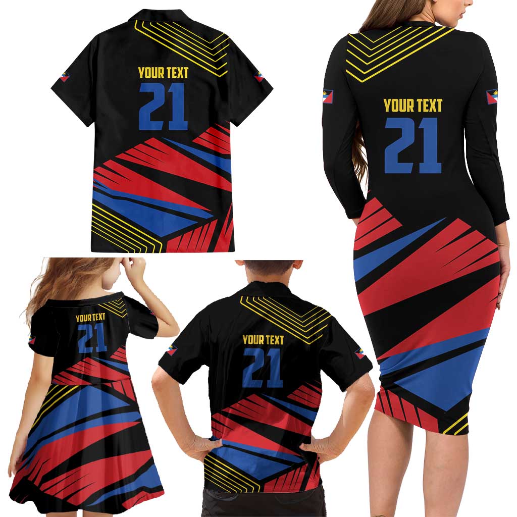 Custom Caribbean Cricket Antigua and Barbuda Family Matching Long Sleeve Bodycon Dress and Hawaiian Shirt - Wonder Print Shop