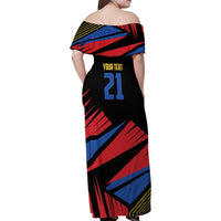 Custom Caribbean Cricket Antigua and Barbuda Family Matching Off Shoulder Maxi Dress and Hawaiian Shirt - Wonder Print Shop