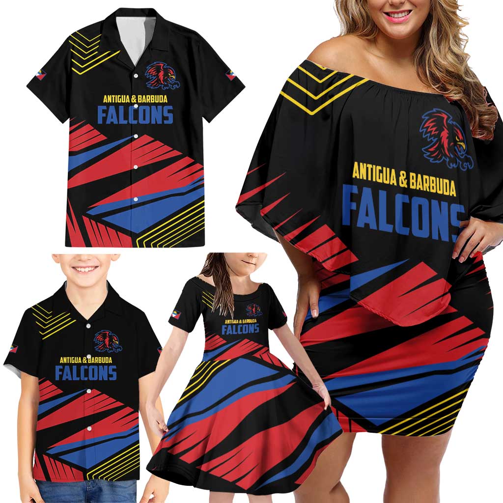 Custom Caribbean Cricket Antigua and Barbuda Family Matching Off Shoulder Short Dress and Hawaiian Shirt - Wonder Print Shop