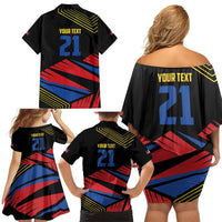 Custom Caribbean Cricket Antigua and Barbuda Family Matching Off Shoulder Short Dress and Hawaiian Shirt - Wonder Print Shop