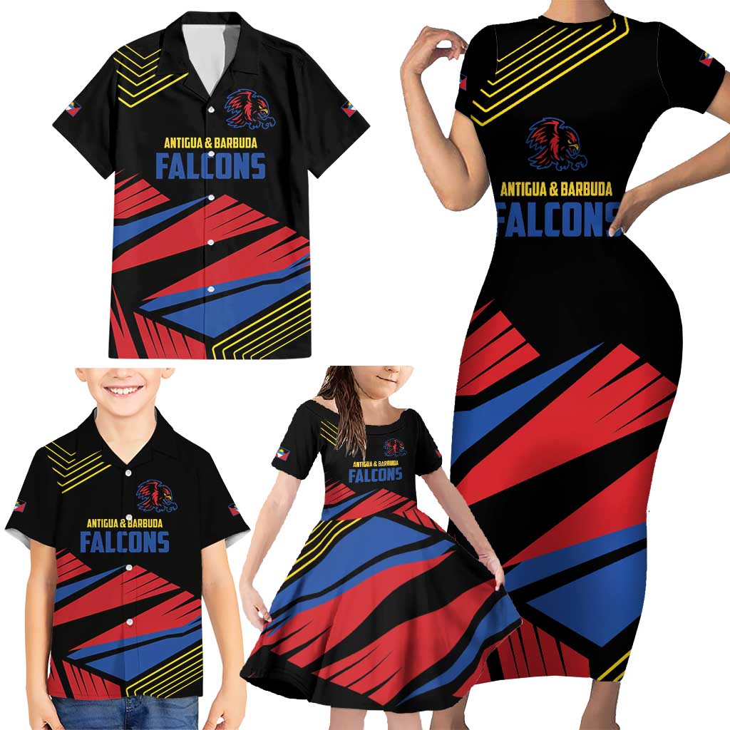 Custom Caribbean Cricket Antigua and Barbuda Family Matching Short Sleeve Bodycon Dress and Hawaiian Shirt - Wonder Print Shop