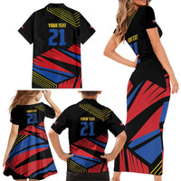 Custom Caribbean Cricket Antigua and Barbuda Family Matching Short Sleeve Bodycon Dress and Hawaiian Shirt - Wonder Print Shop
