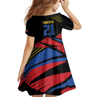 Custom Caribbean Cricket Antigua and Barbuda Kid Short Sleeve Dress - Wonder Print Shop