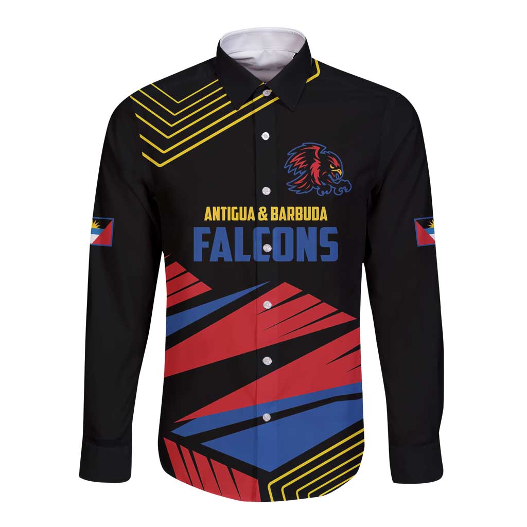 Custom Caribbean Cricket Antigua and Barbuda Long Sleeve Button Shirt - Wonder Print Shop