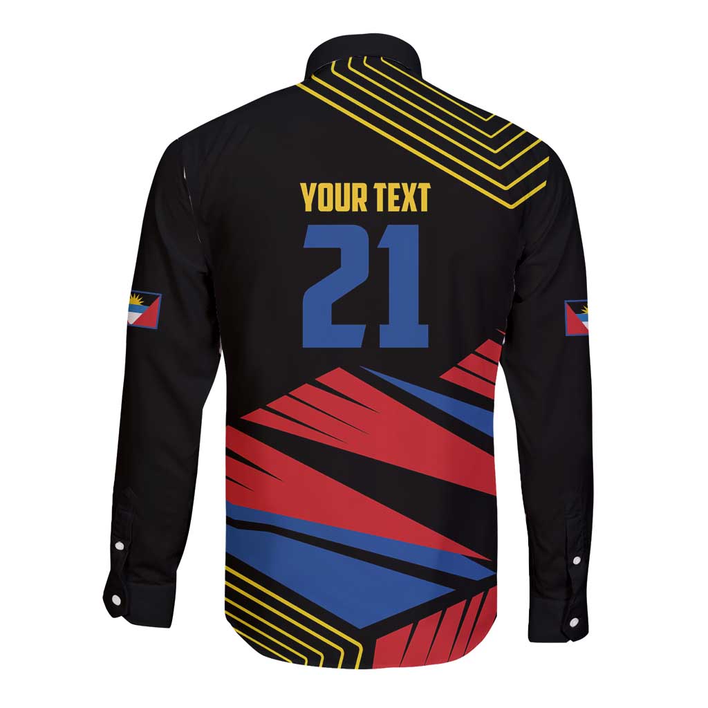 Custom Caribbean Cricket Antigua and Barbuda Long Sleeve Button Shirt - Wonder Print Shop