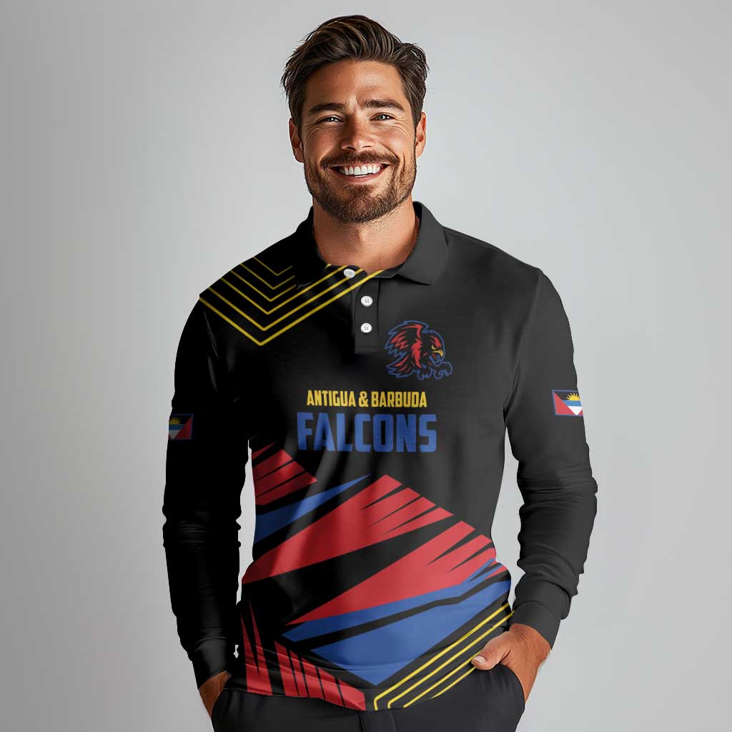 Custom Caribbean Cricket Antigua and Barbuda Long Sleeve Polo Shirt - Wonder Print Shop