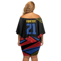 Custom Caribbean Cricket Antigua and Barbuda Off Shoulder Short Dress - Wonder Print Shop