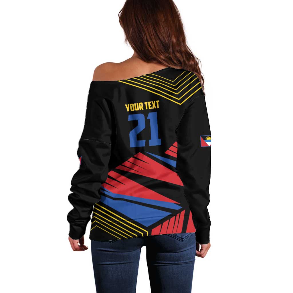 Custom Caribbean Cricket Antigua and Barbuda Off Shoulder Sweater - Wonder Print Shop