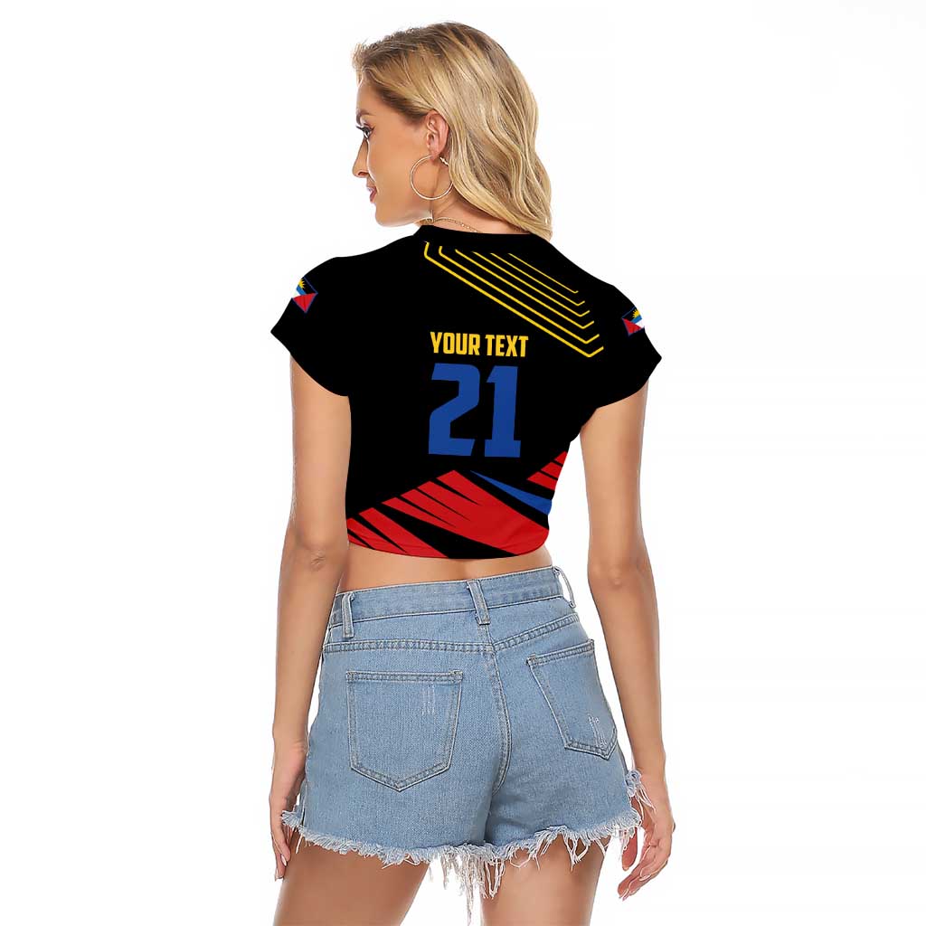 Custom Caribbean Cricket Antigua and Barbuda Raglan Cropped T Shirt - Wonder Print Shop