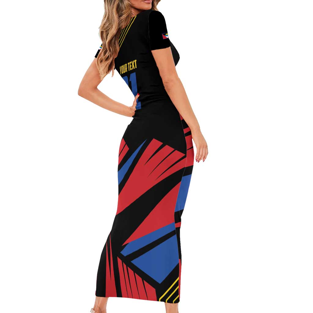 Custom Caribbean Cricket Antigua and Barbuda Short Sleeve Bodycon Dress - Wonder Print Shop