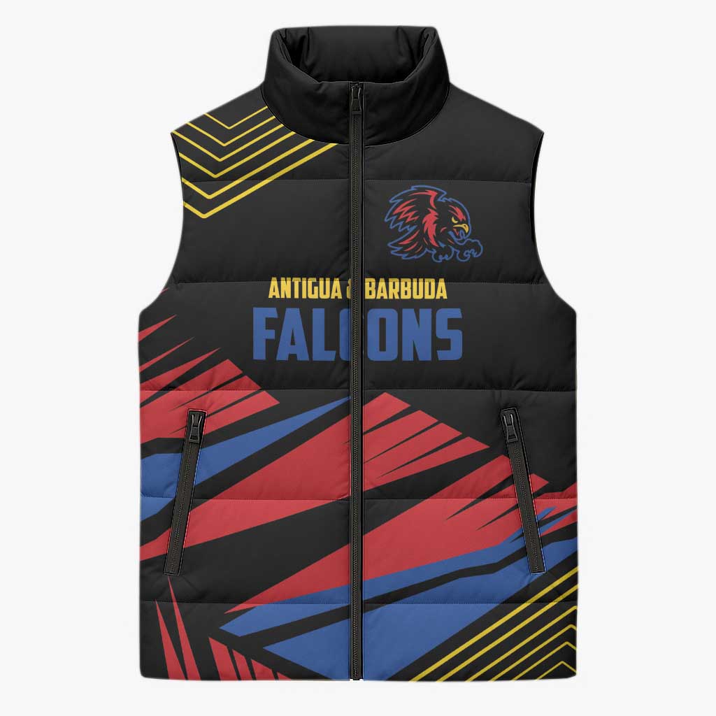 Custom Caribbean Cricket Antigua and Barbuda Sleeveless Puffer Jacket - Wonder Print Shop
