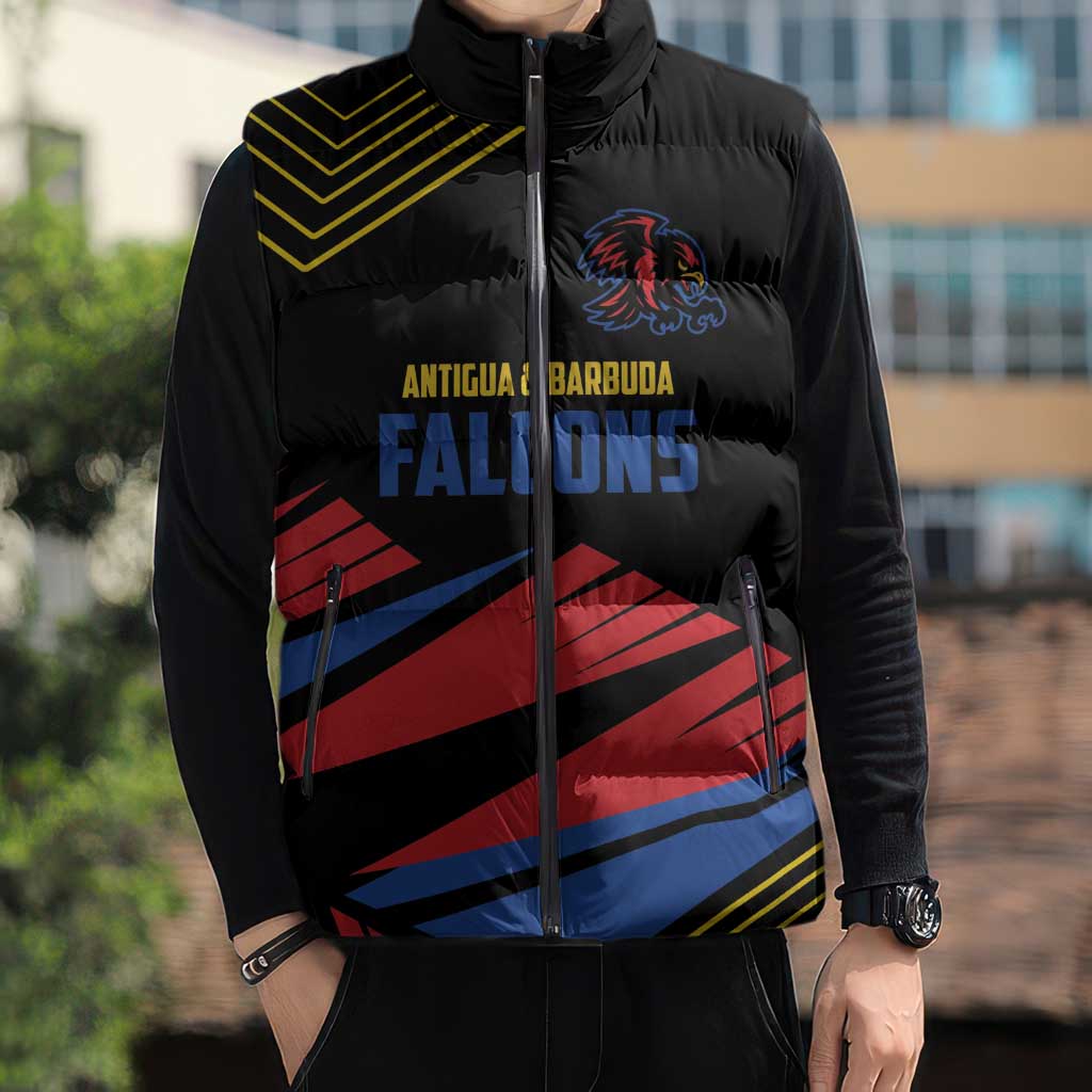 Custom Caribbean Cricket Antigua and Barbuda Sleeveless Puffer Jacket - Wonder Print Shop