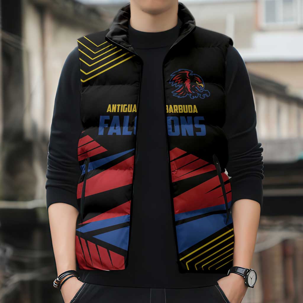 Custom Caribbean Cricket Antigua and Barbuda Sleeveless Puffer Jacket - Wonder Print Shop