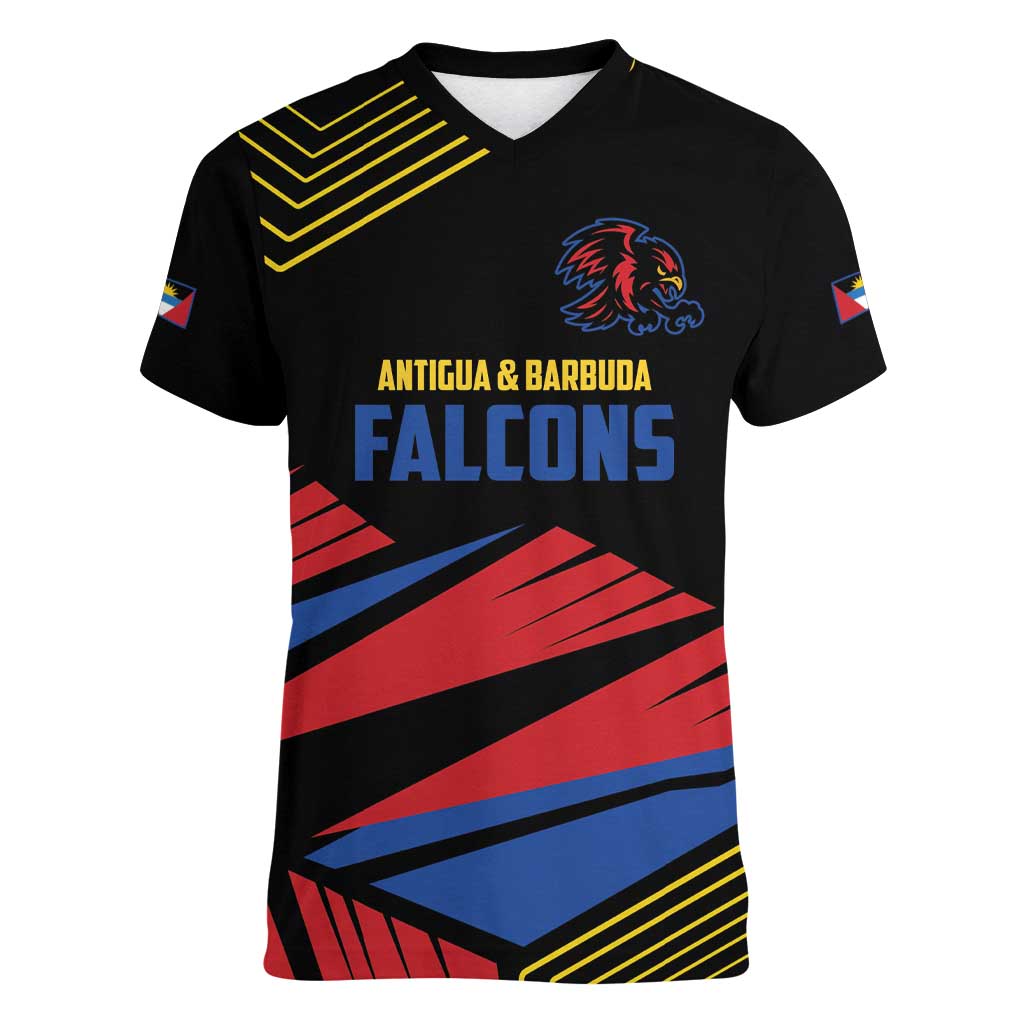 Custom Caribbean Cricket Antigua and Barbuda Women V-Neck T-Shirt - Wonder Print Shop