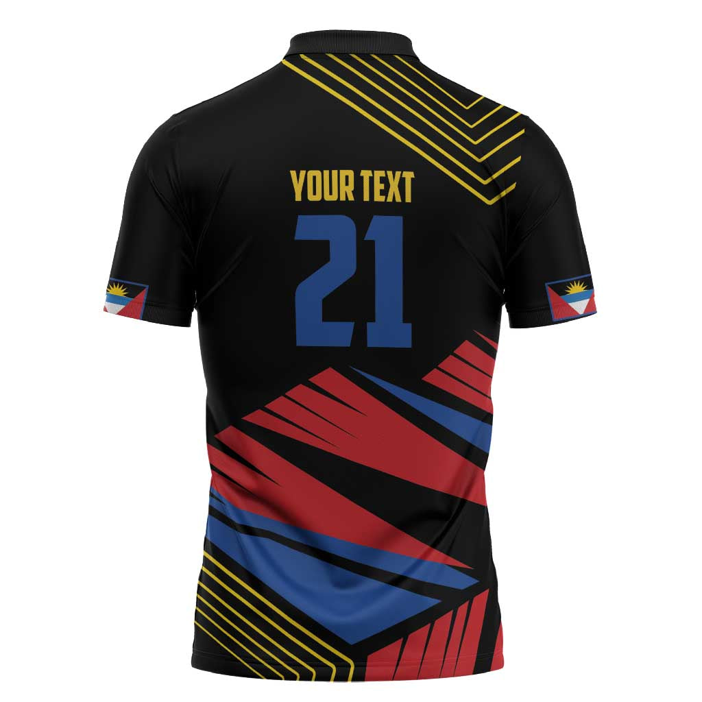 Custom Caribbean Cricket Antigua and Barbuda Zipper Polo Shirt - Wonder Print Shop