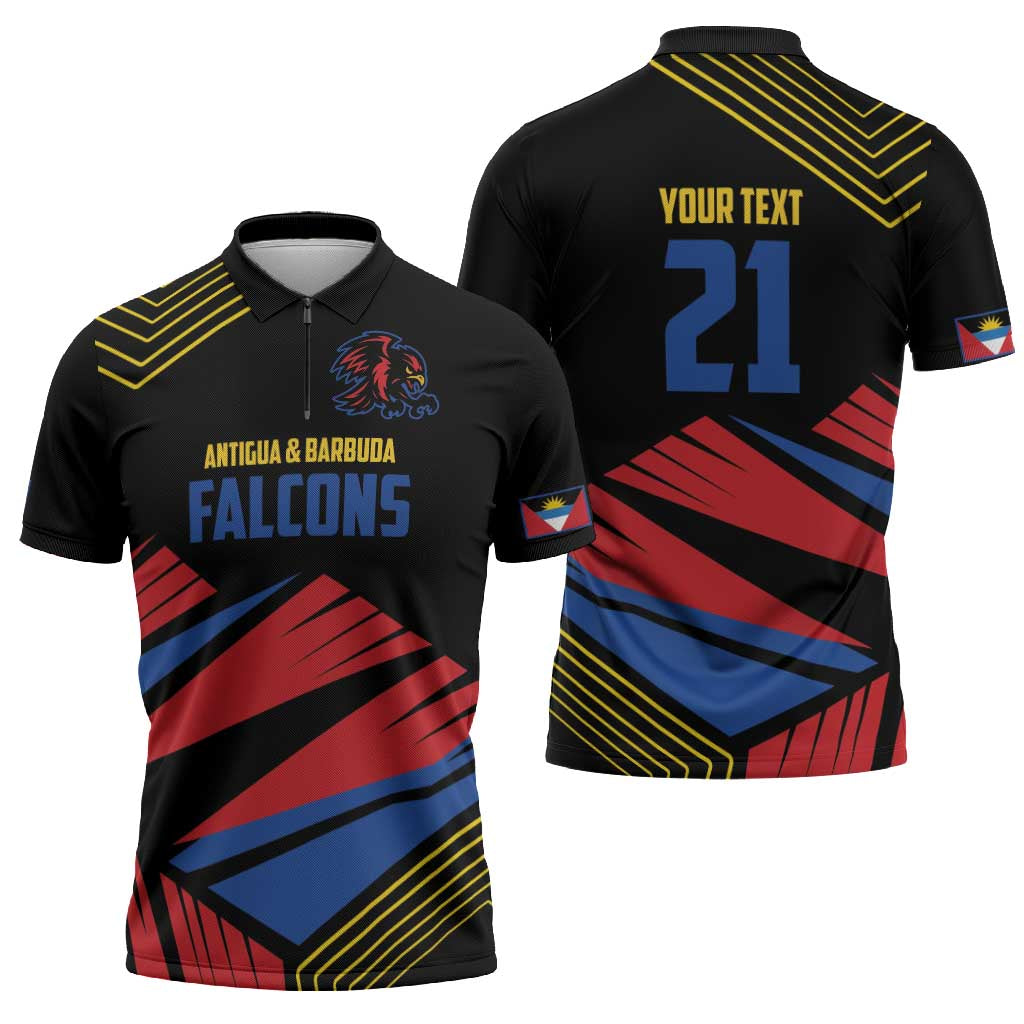 Custom Caribbean Cricket Antigua and Barbuda Zipper Polo Shirt - Wonder Print Shop